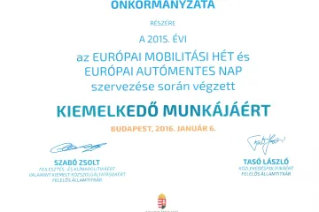 Hírkép: Elismerés a Nemzeti Fejlesztési Minisztériumtól