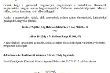 Hírkép: A Mária Út Egyesület gyermektábort szervez!