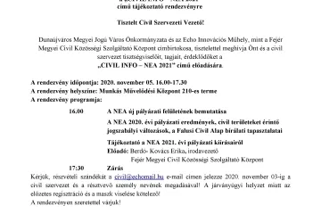 Hírkép: Meghívó a "CIVIL INFO-NEA 2021" című tájékoztató rendezvényre