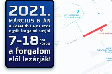 Hírkép: Félpályás útlezárás lesz a Kossuth Lajos utcán 