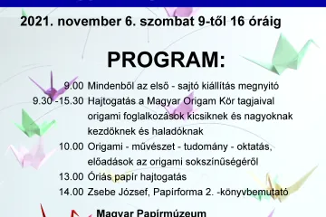 Hírkép: Az Origami világnapját ünneplik a Papírmúzeumban - színes programokkal várják az iskolásokat