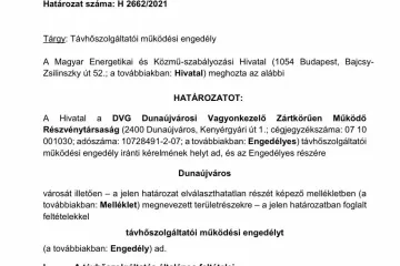 Hírkép: Végleges a MEKH döntése: a DVG Zrt. a távhőszolgáltató Dunaújvárosban