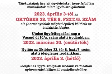 Hírkép: Ideiglenes változás a DVG Zrt. ügyfélfogadásában 