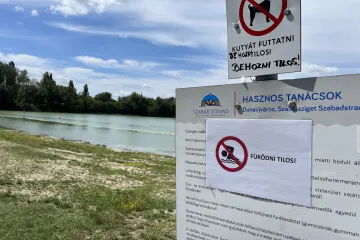 Hírkép: Bezárt a Szalki-szigeti szabadstrand a Dunán levonuló árhullám miatt