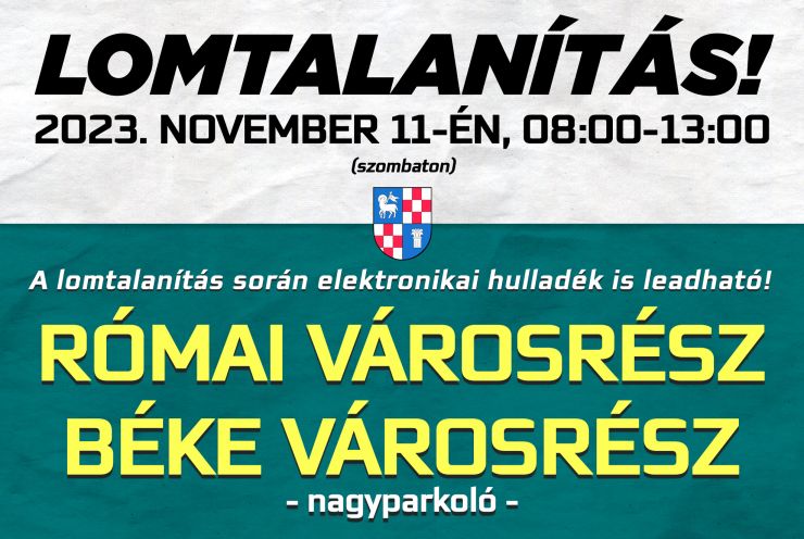 November 11-én lomtalanítás lesz: két helyen lehet majd leadni a felesleges lomokat